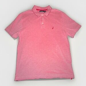 Nautica Mens Short Sleeve Polo Shirt Large (L) Red Classic Preppy